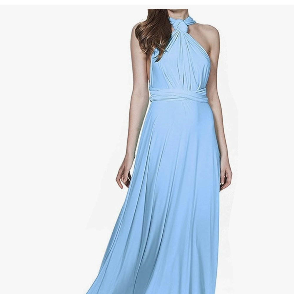 Elegant Blue Halter Maxi Dress